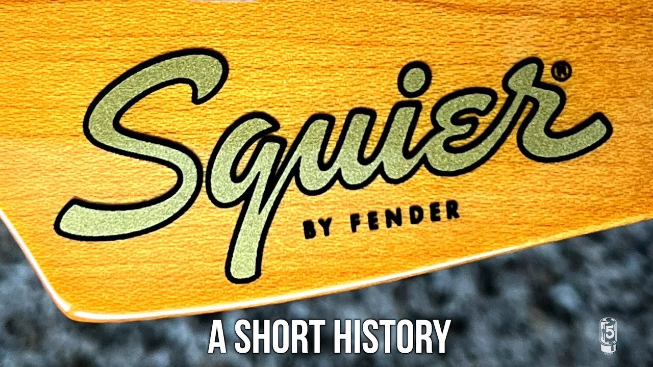 YouTube post by @fivewattworld for Reverb. Caption reads: Squier Guitars: A Short History.