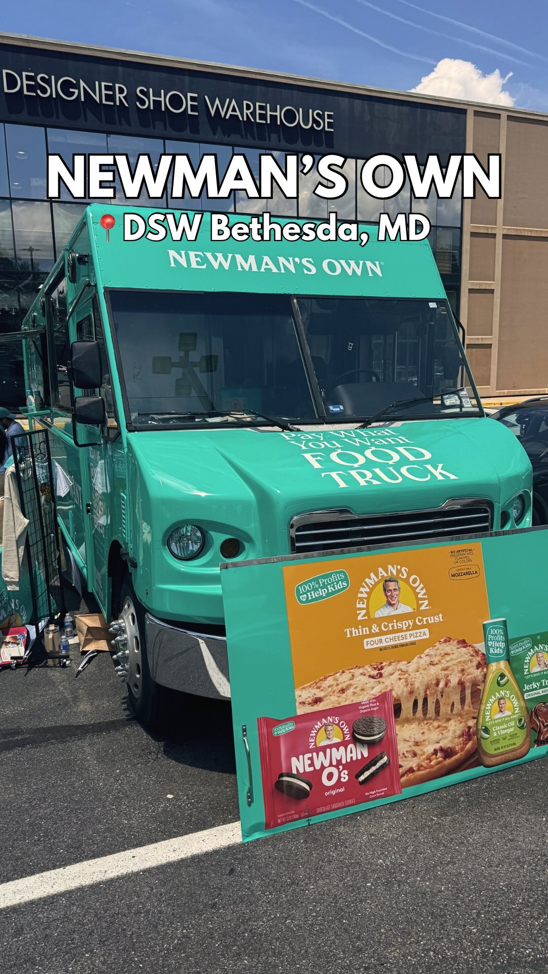 Instagram post by @itssummerssomewhere for Newman's Own. Caption reads: The @newmansown Pay What You Want Food Truck made....