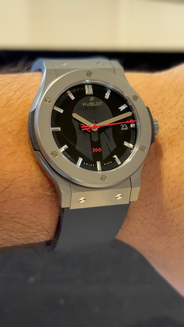 Instagram post by @watch_time_traveler for Hublot. Caption reads: @hublot x @gofasjewelry SPARTAN !! 
Limited [...].