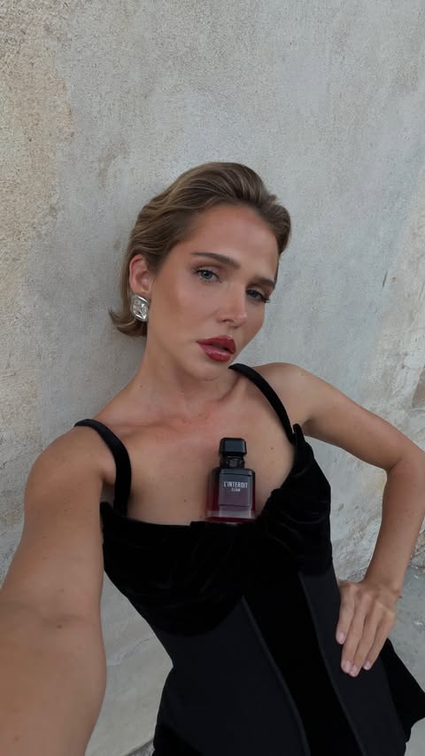 Instagram post by @theresalenaforster for Givenchy Beauty. Caption reads: [...] smell like? L'Interdit Elixir by....