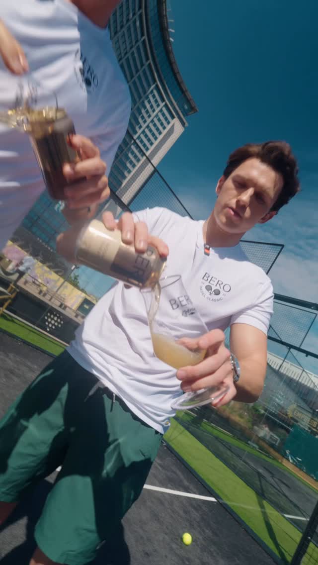 Instagram post by @schoonerscorer for Berobrewing. Caption reads: From court to can, tapping balls and Beros with....