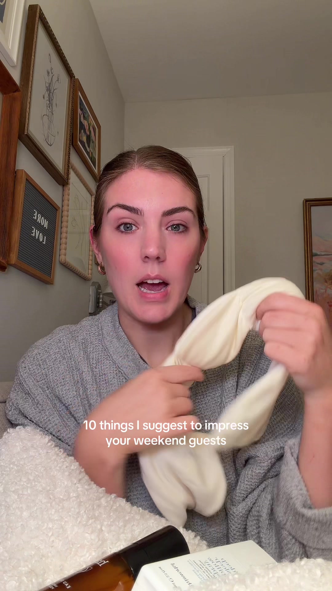 TikTok post by @linds.warden for This Works. Caption reads: 10 things to impress weekend guests. hotel vibes....