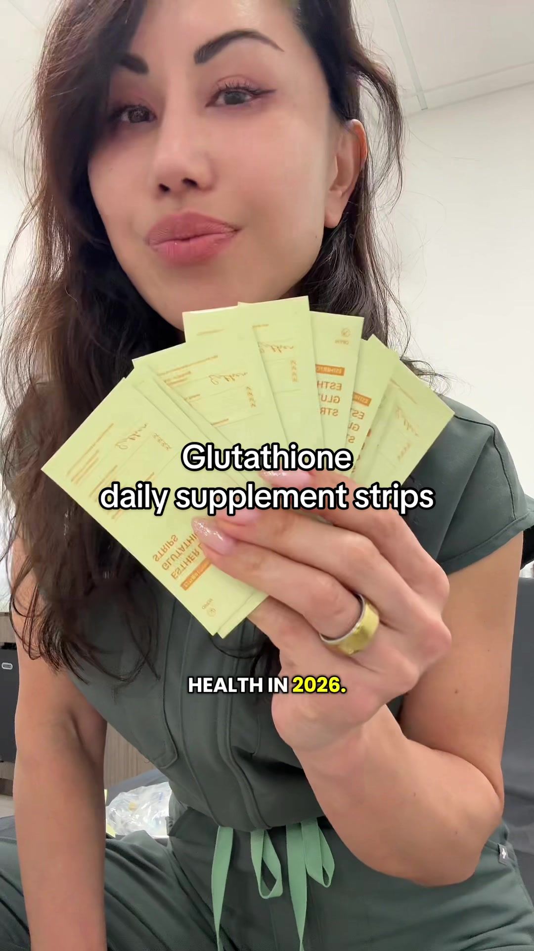 TikTok post by @alice_aesthetics for Esther Formula. Caption reads: [...] take as daily dissolvable strips. @ESTHER....