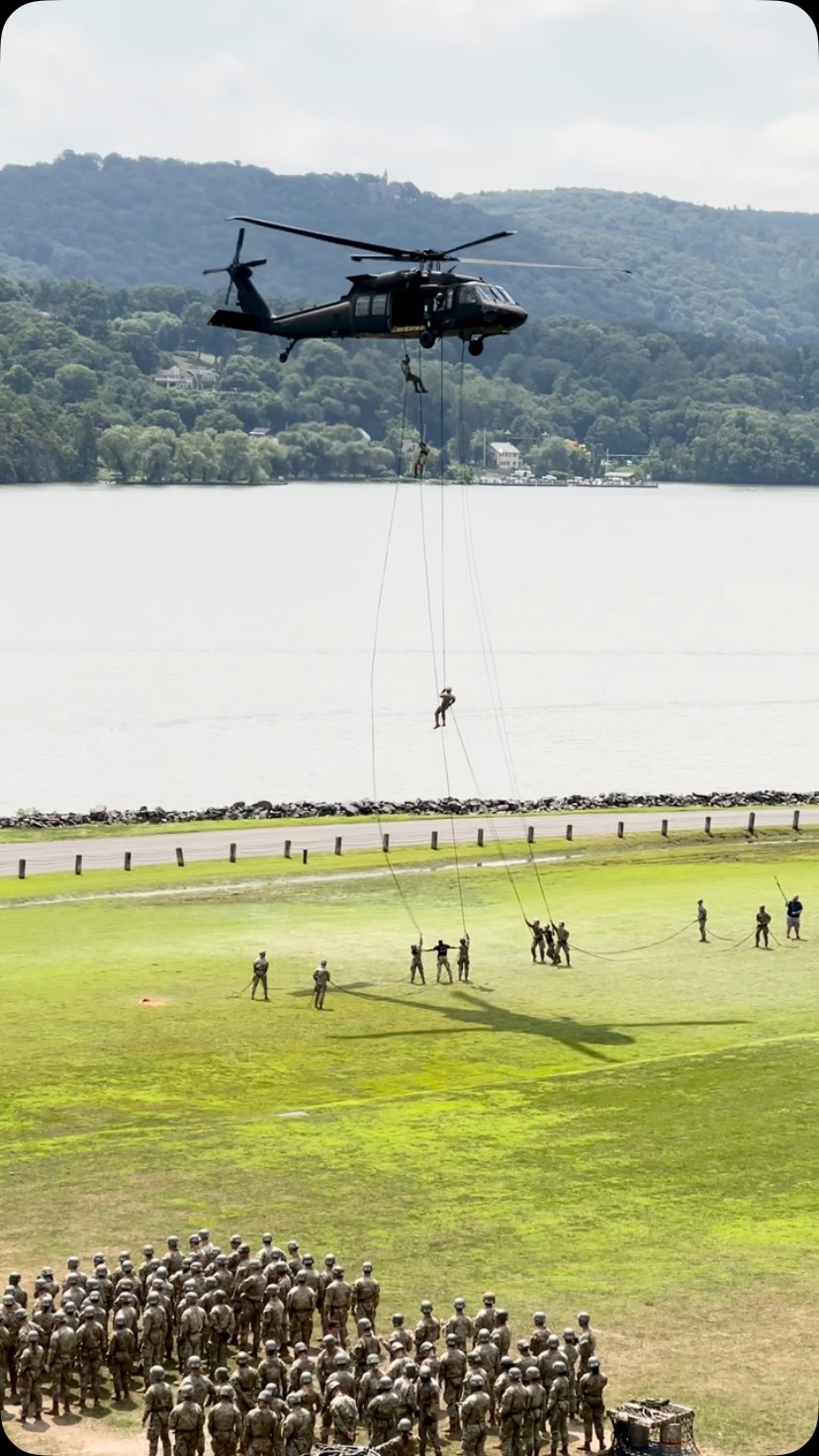 Instagram post by @westpoint_usma for GoArmy. Caption reads: 🚁 At Air Assault School, cadets are putting their....