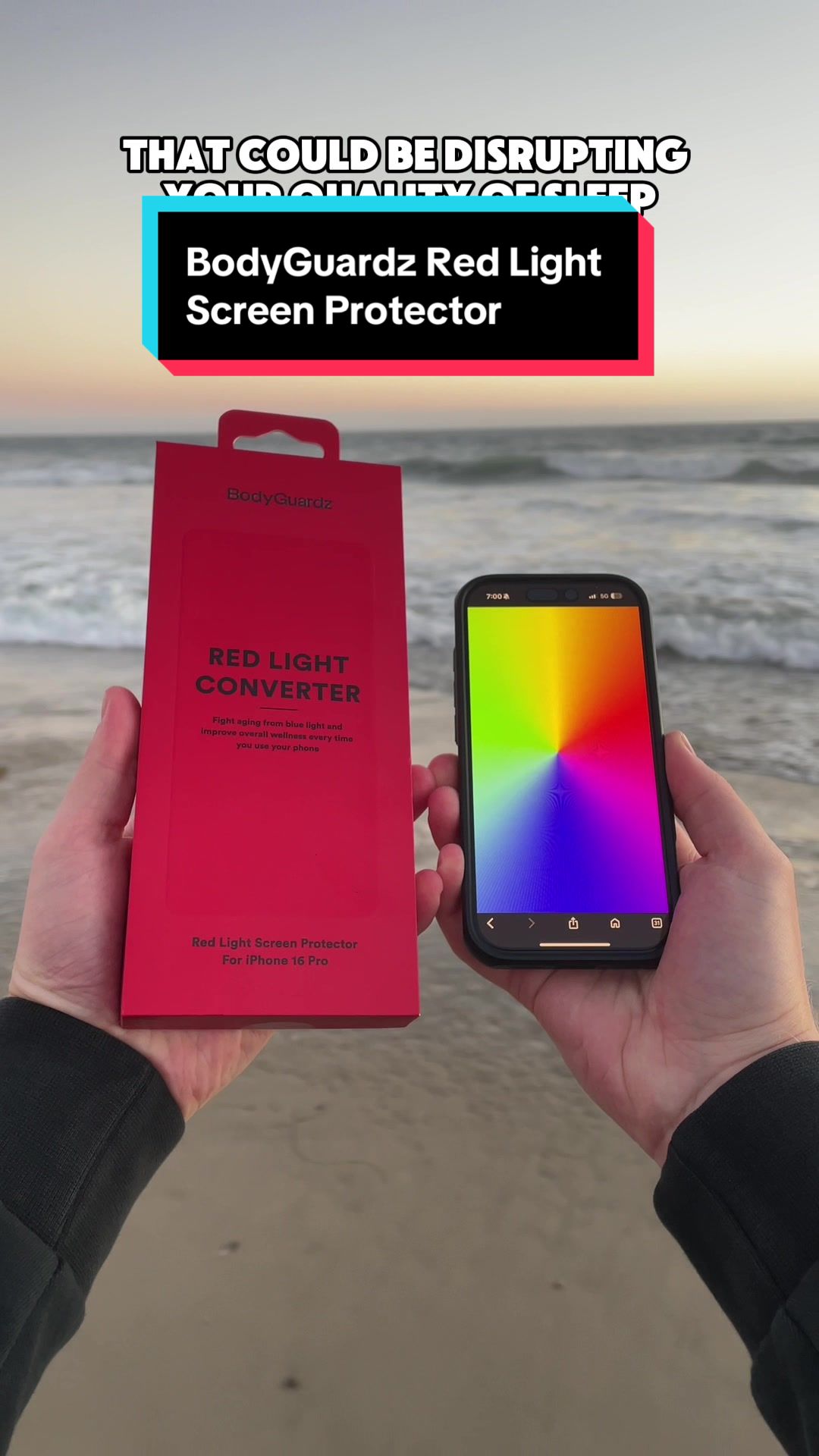 TikTok post by @trutech for Bodyguardz. Caption reads: This @BodyGuardz screen protector not only....