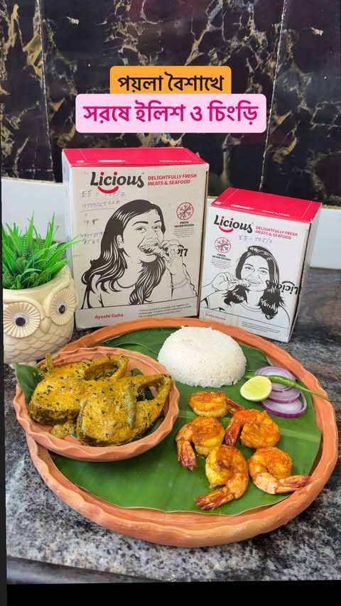 Instagram post by @_foodexploring for Licious. Caption reads: [...] Freshest HILSA Fish & Tiger Prawn from....