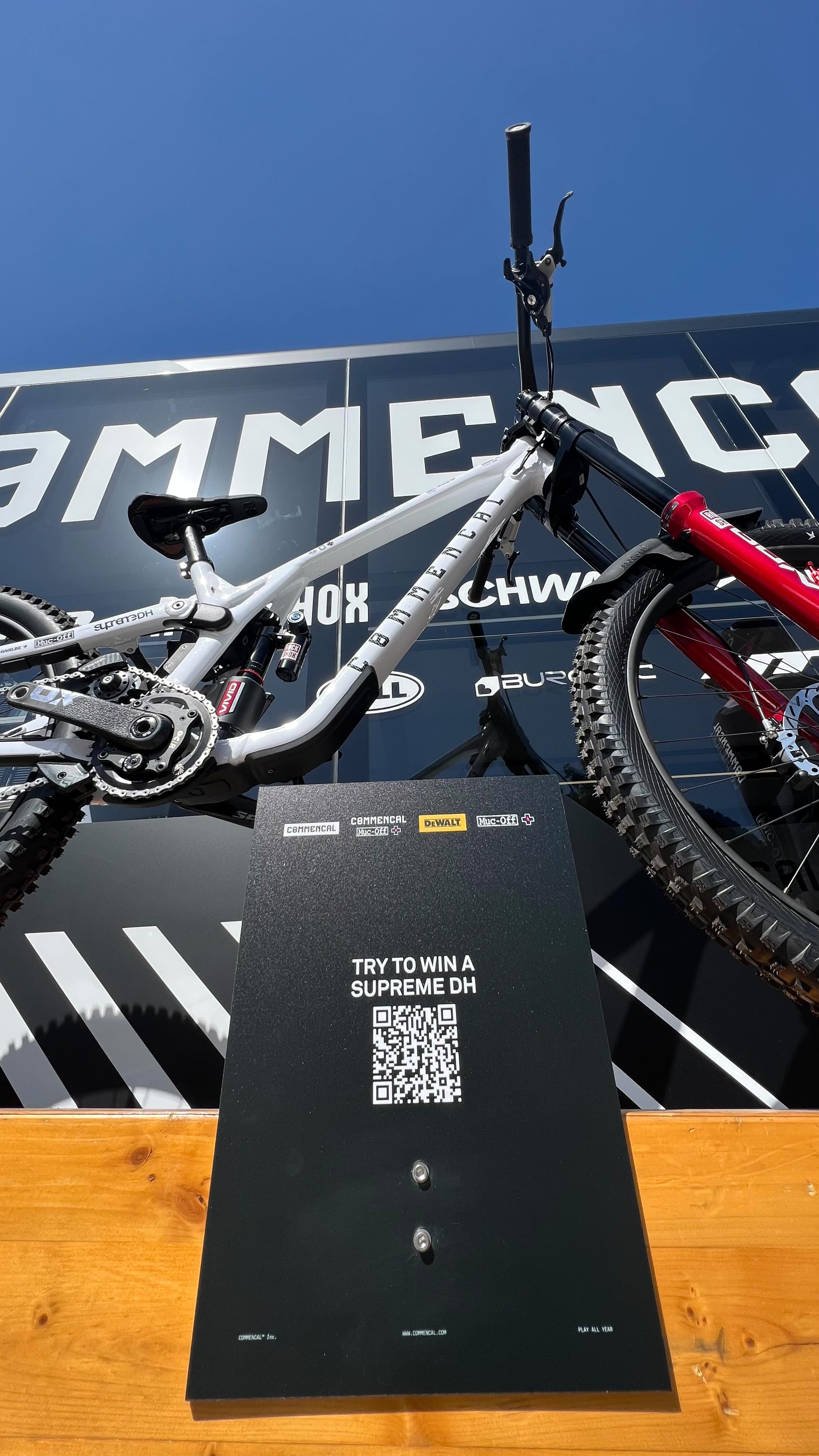 Instagram post by @commencal_mucoff for Muc-Off. Caption reads: [...] celebration of the DEWALT X COMMENCAL....