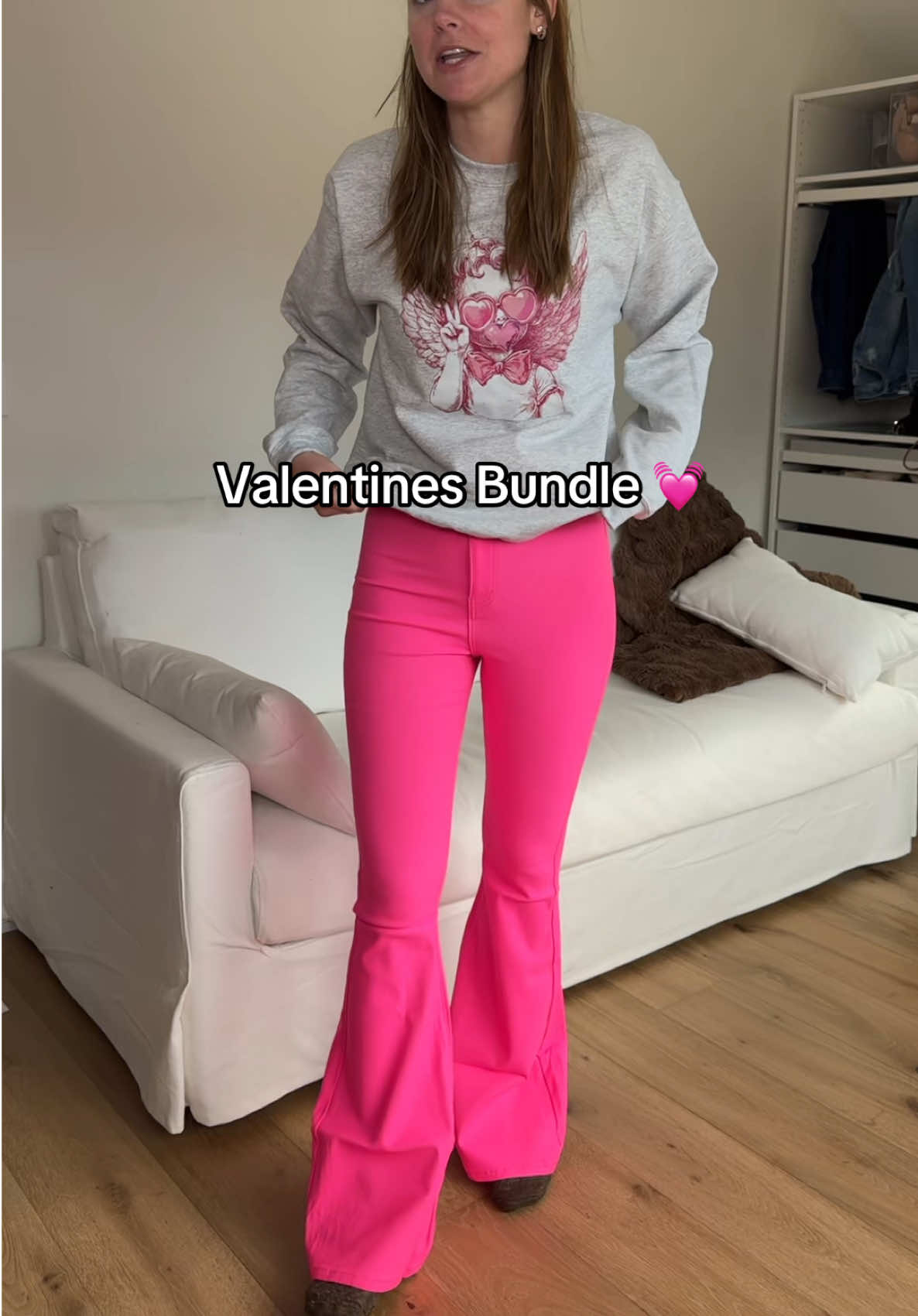 TikTok post by @kristinadunnn for Willow Boutique. Caption reads: [...] Valentine’s Day crewneck 💌✨ @Willow....