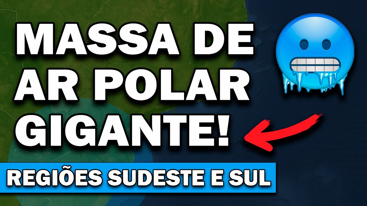 YouTube post by @professorbrunobarros for Hotmart. Caption reads: GIANT POLAR AIR MASS WILL DROP TEMPERATURES IN THE....