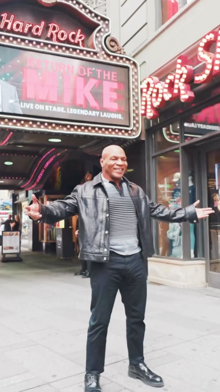 Instagram post by @officialhardrock for Hard Rock Cafe. Caption reads: Mike Tyson aura 🤝 NYC energy

Link in bio for 🎟️....