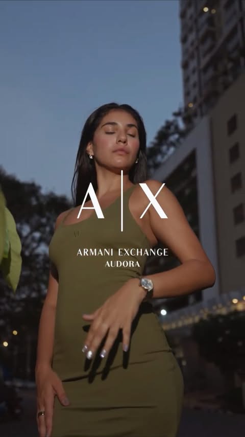 Instagram post by @radhikasethh for Armani Exchange. Caption reads: One detail, endless looks with @armaniexchange #ad....