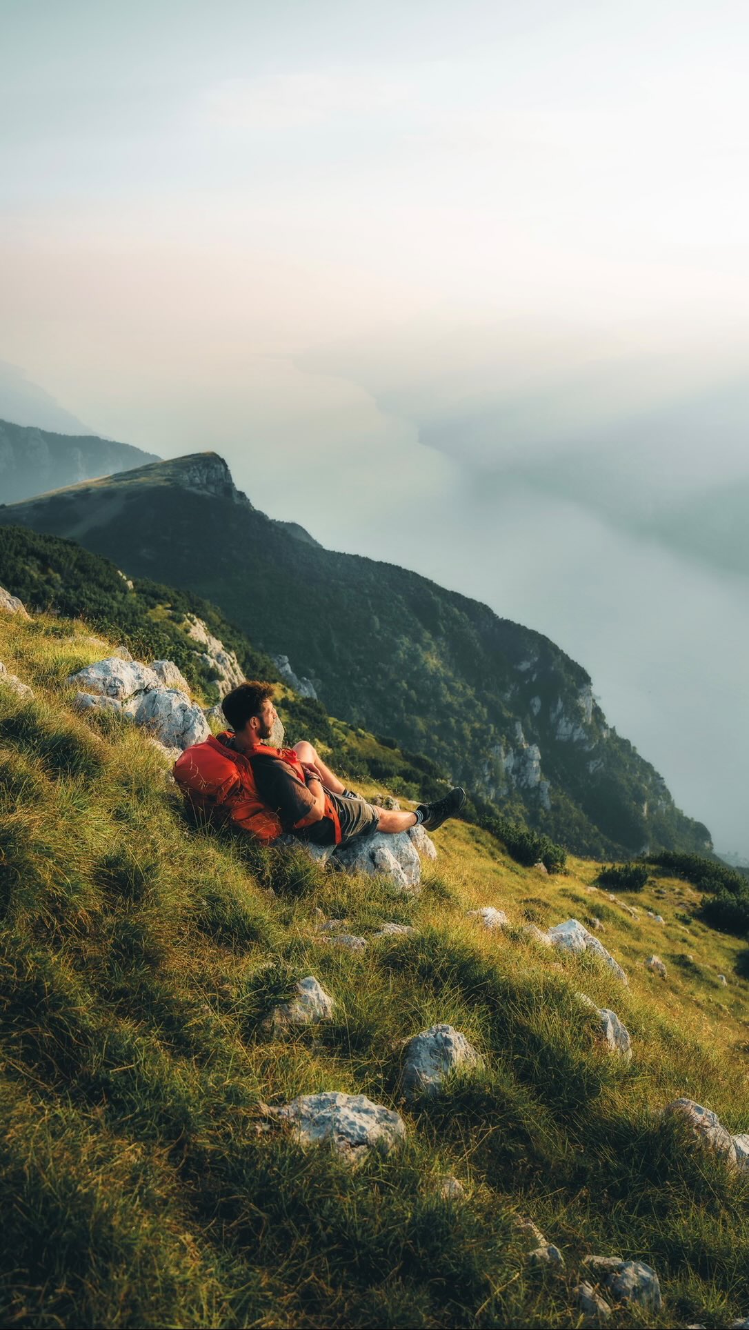 Instagram post by @giuliogroebert for Visit Trentino. Caption reads: Anzeige • Soul healing 🥾
Sitting on top of Monte....