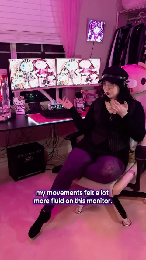 Instagram post by @v4mpire.doll for Pixio Gaming. Caption reads: Christmas came early thanks to @pixiogaming 🖥️....