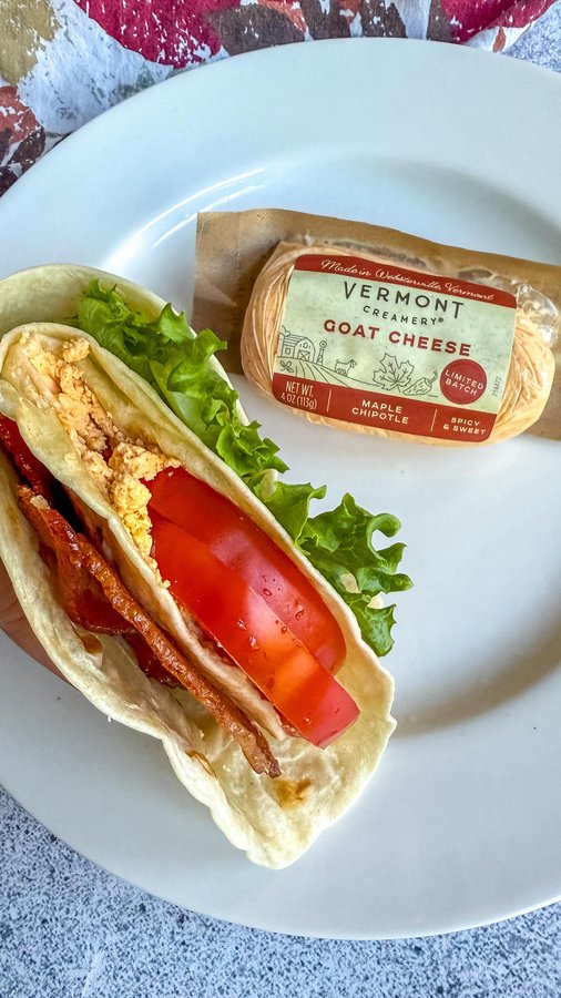 Instagram post by @makefoodlovely for Vermont Creamery. Caption reads: [...] basic BLT has been transformed with....