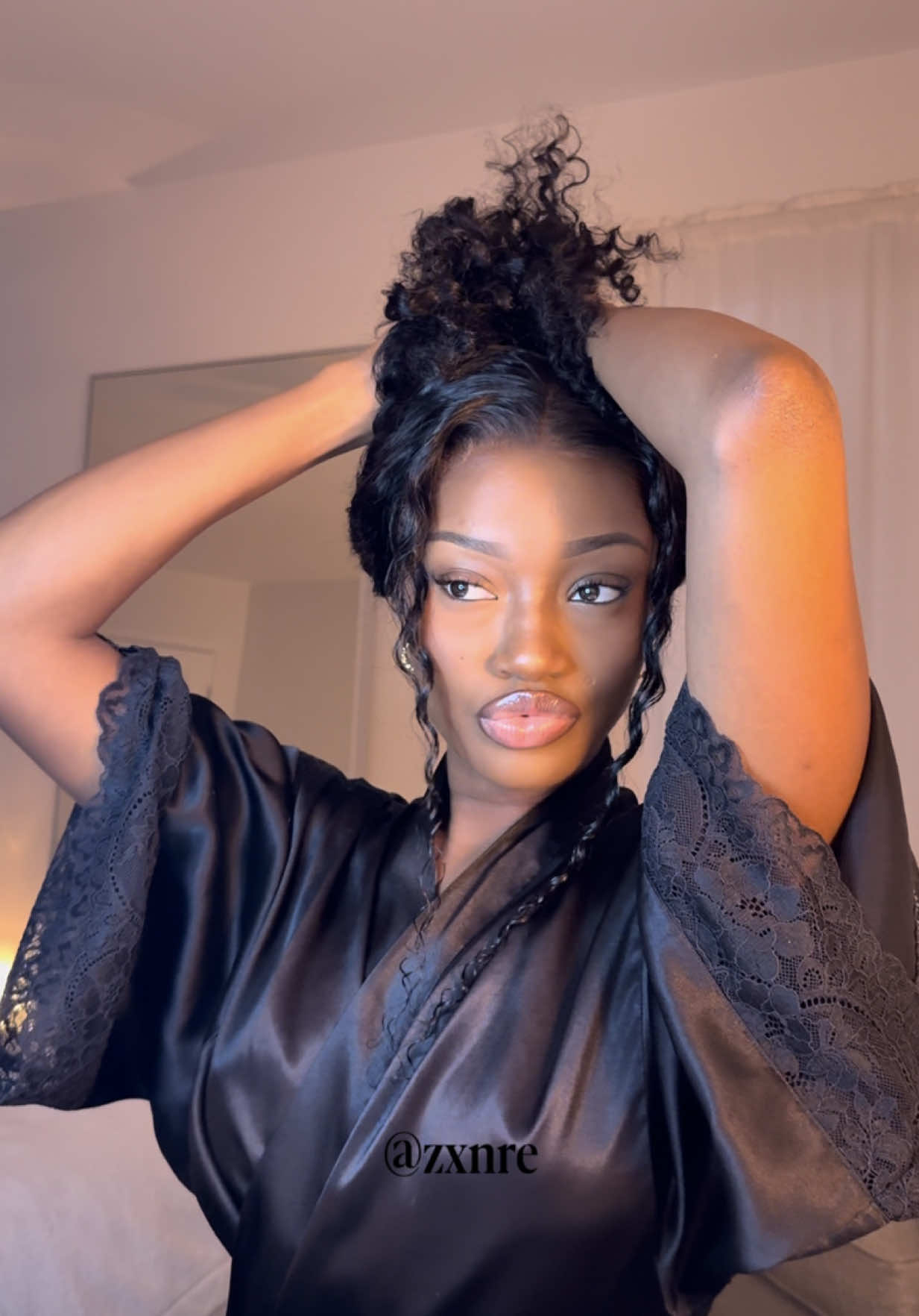 TikTok post by @zxnre for Karlami. Caption reads: @karlami hair 💕 Dry or wet? It's up to you to....