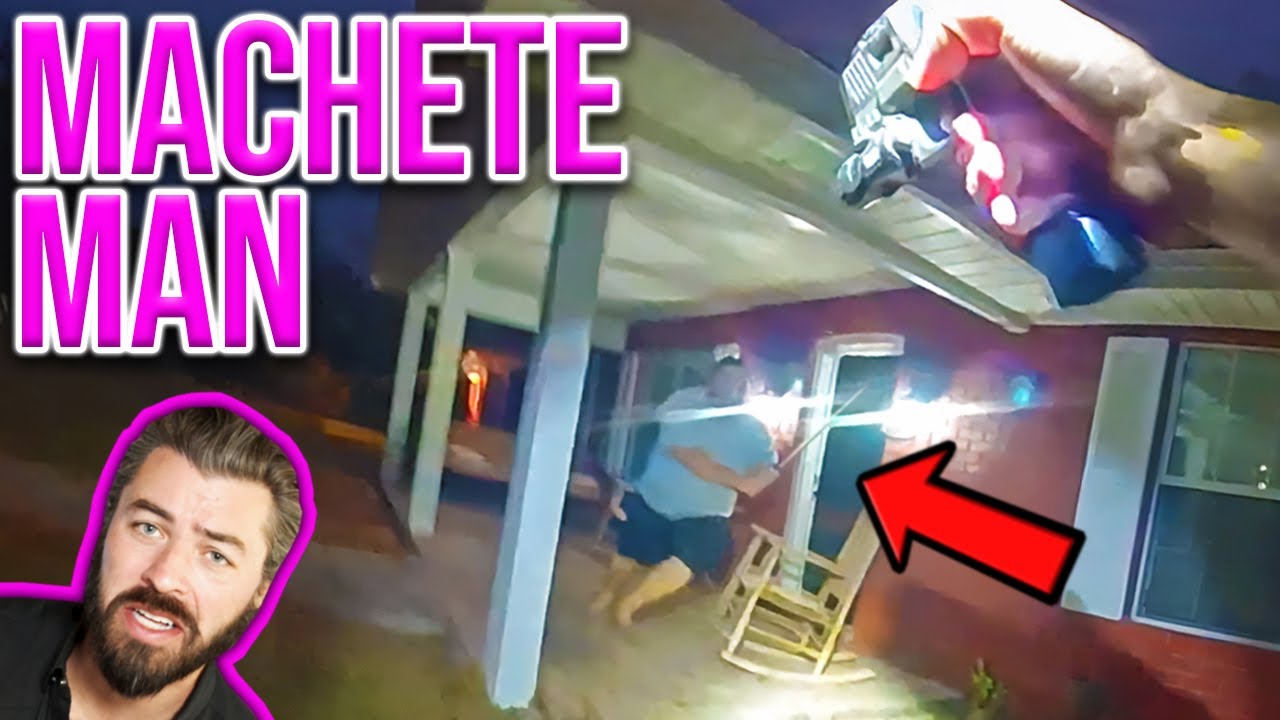 YouTube post by @DonutOperator for GoFundMe. Caption reads: Madman Chases Cop With Giant Machete!.