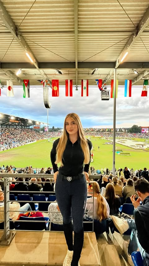 Instagram post by @claranorling for Ariat International, Inc.. Caption reads: Come with me to the World Championships 🥇🐴 Paid....