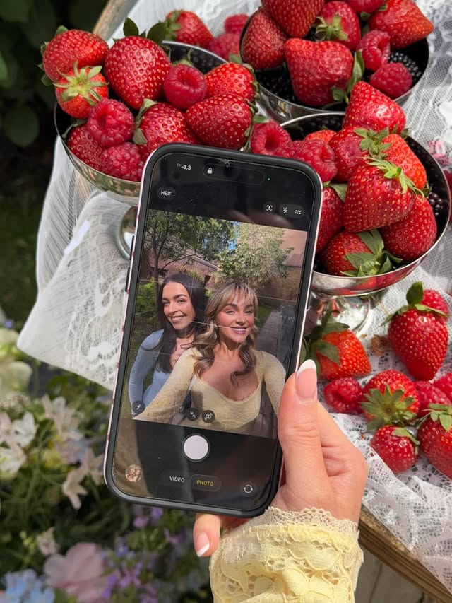 Instagram post by @bethmccreadie for OH POLLY. Caption reads: Ad in the berry garden with @ohpolly 🍓.