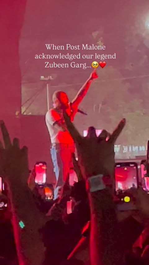 Instagram post by @alankrita_kalita for Budweiser. Caption reads: Joi Zubeen Da🥹❤️
 

@budweiserindia 

#budxontour....