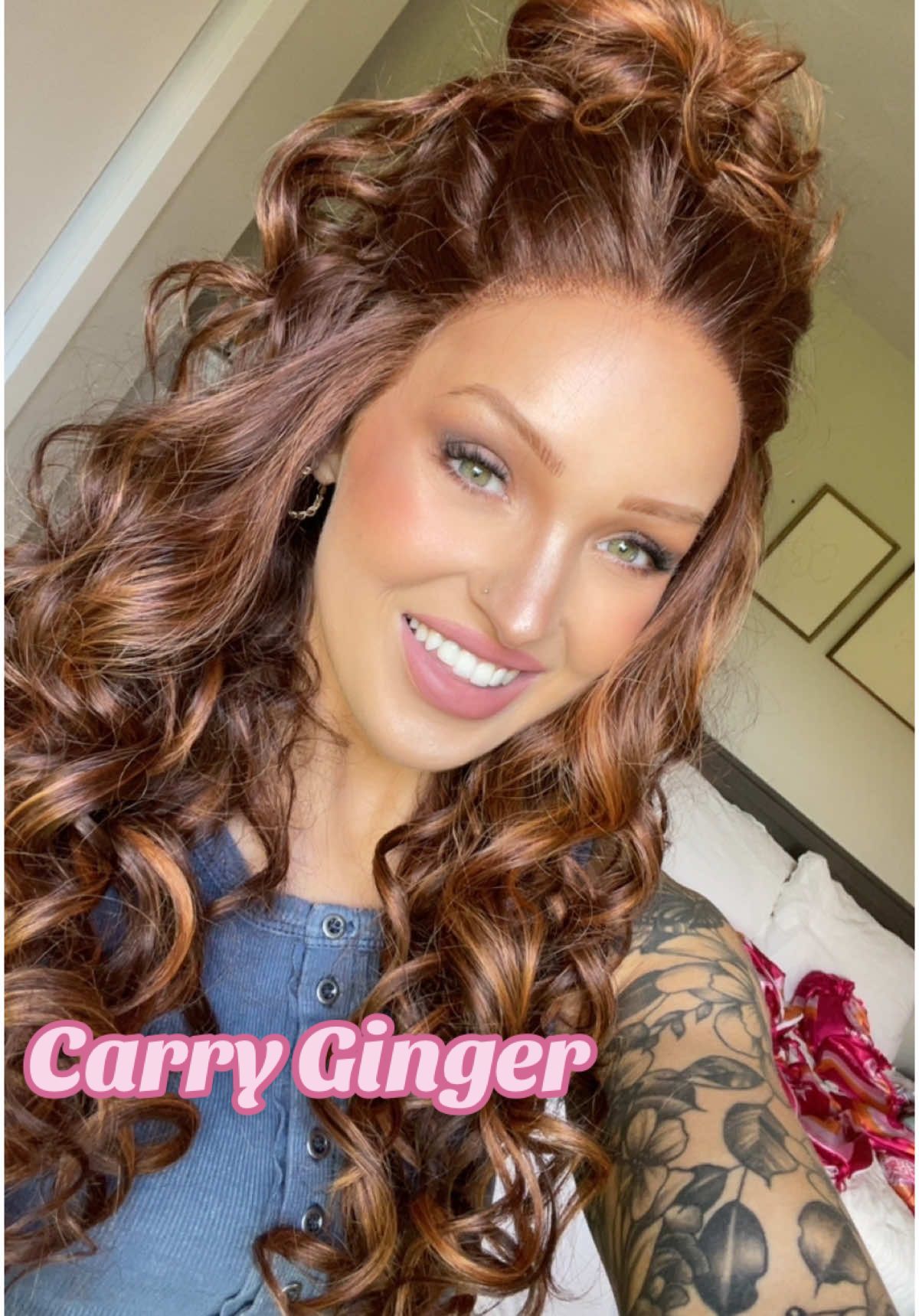 TikTok post by @nancysallee for Chelsey Smith Cosmetics. Caption reads: Carry in the ginger blend! She’s linked right here....