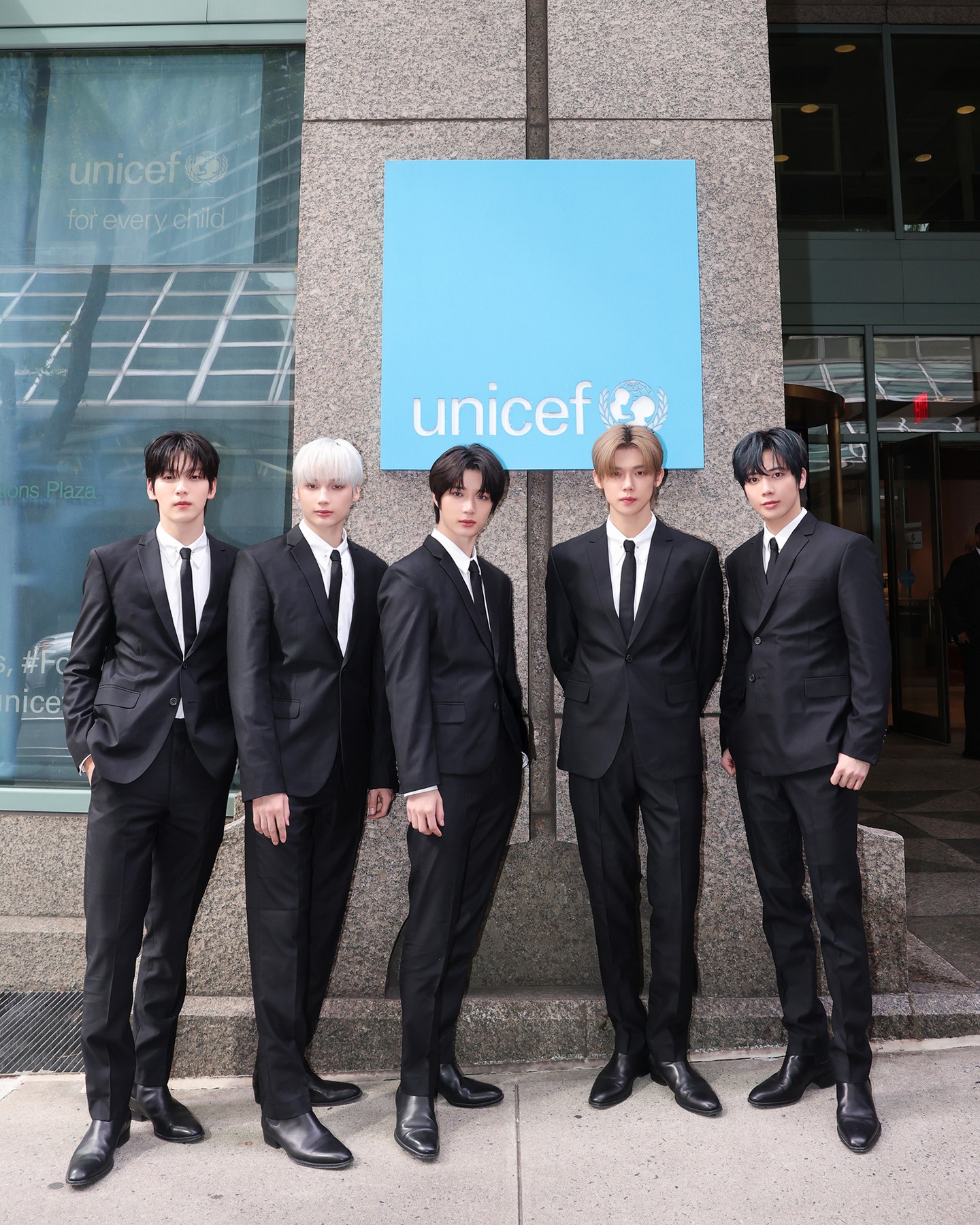 Instagram post by @txt_bighit for UNICEF. Caption reads: “Together we belong, together we feel, together we....