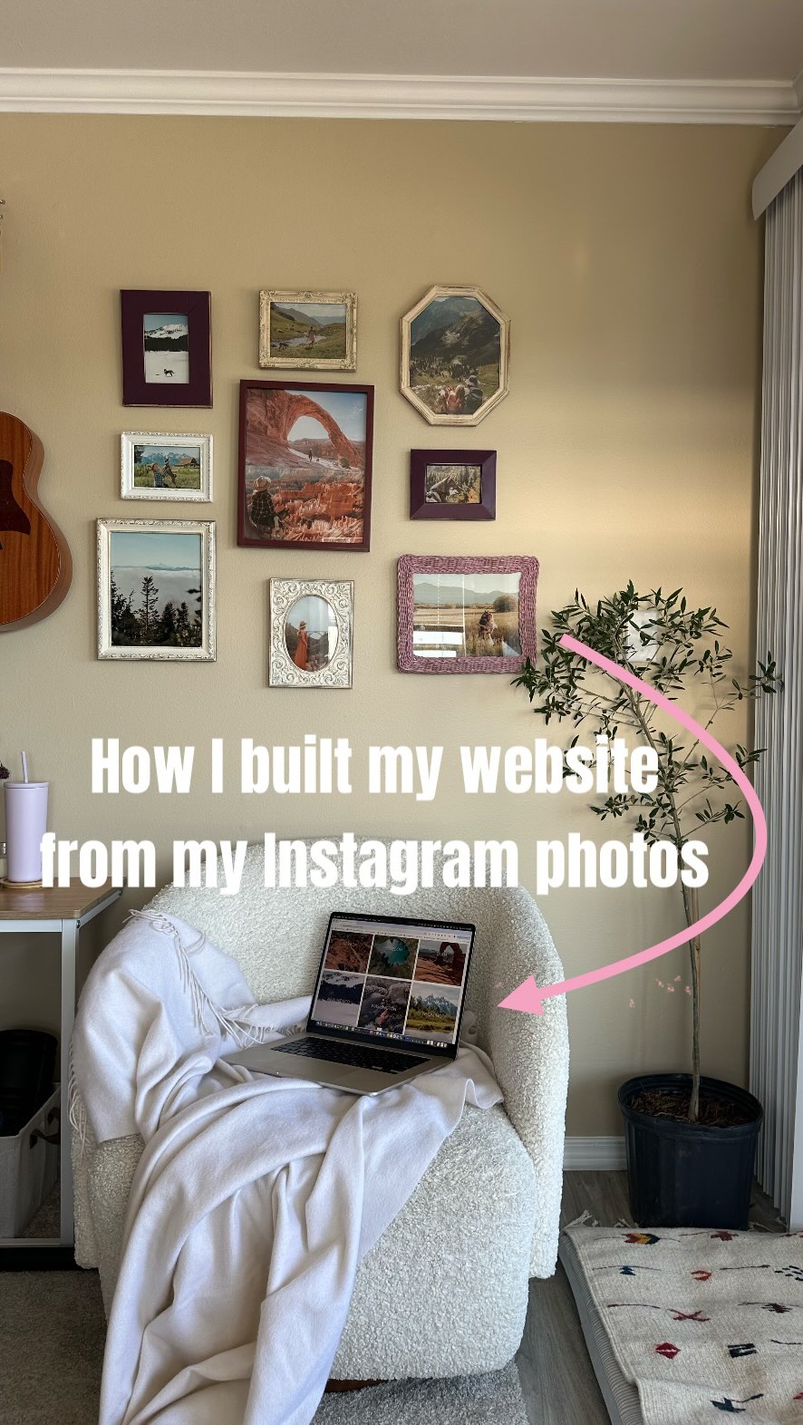 Instagram post by @somewhere_with_sora for Wix. Caption reads: Built a little home for our photos and....