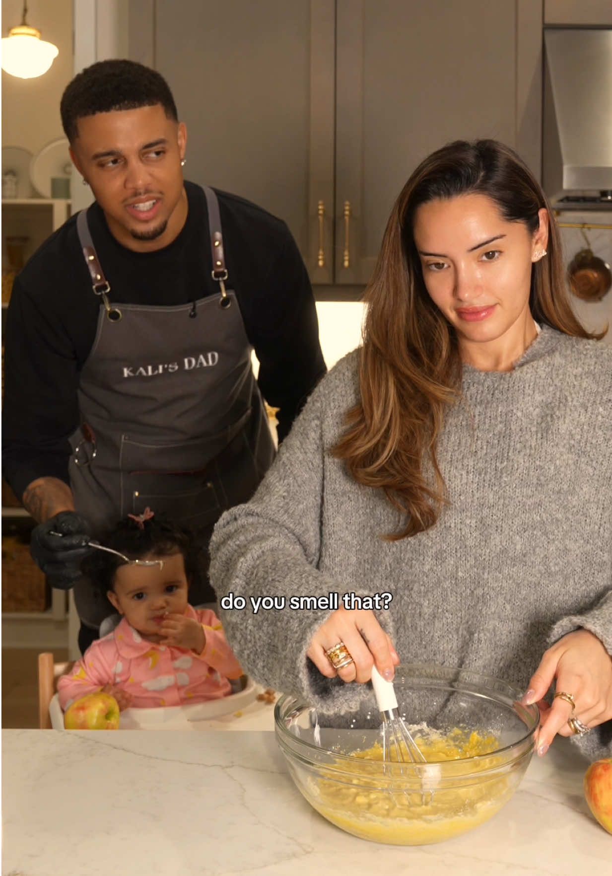 TikTok post by @kburton_25 for Huggies. Caption reads: #Ad Family meal prep isn’t always just about the....