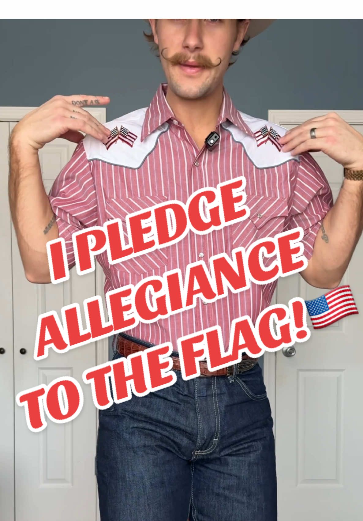 TikTok post by @codycowboymoseley for Ely Cattleman. Caption reads: 🇺🇸🇺🇸🇺🇸@Ely Cattleman has THE MOST AMERICAN....