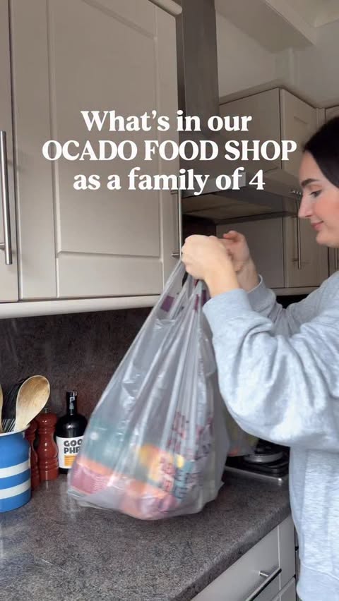 Instagram post by @katiefduarte for Ocado. Caption reads: What’s in our Ocado food shop as a family of 4....
