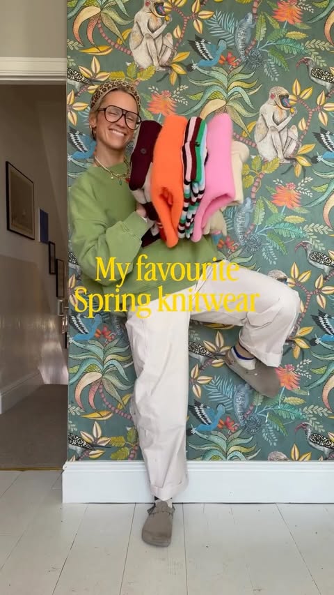 Instagram post by an influencer for American Vintage. Caption reads: [...] double cardigan size 12 2....