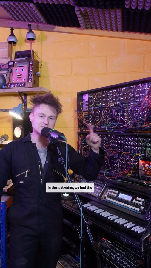 Instagram post by @lookmumnocomputer for Shure. Caption reads: The @shure mv7i mic has a built in 2 channel....