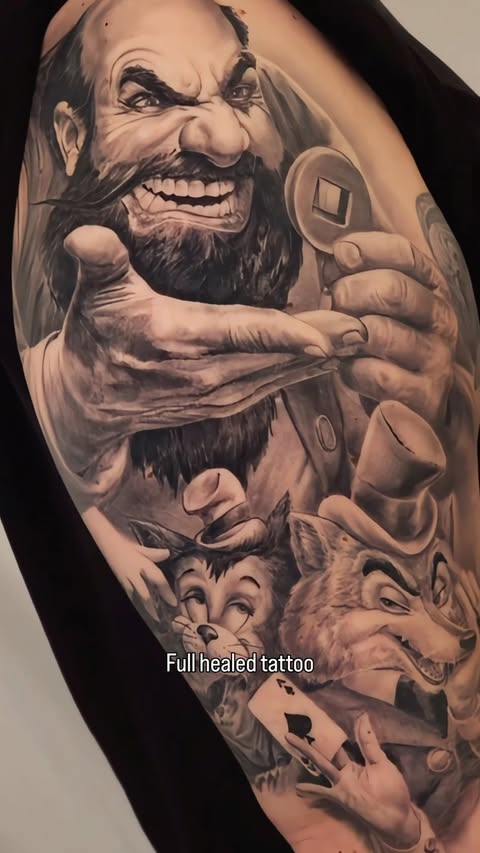 Instagram post by @perciastattoo for EZ Tattoo Supply. Caption reads: FULL HEALED TATTOO 🔥 Done at....
