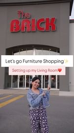 Instagram post by @harleen.bediii for The Brick. Caption reads: Finally getting around to decorating my living....