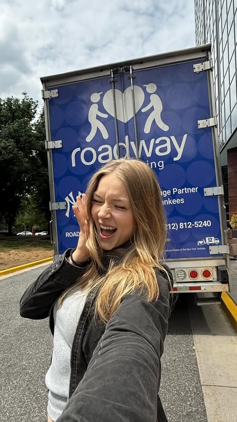 Instagram post by @nerushimav for Roadway Moving. Caption reads: Moving to my dream city and @roadwaymoving is....