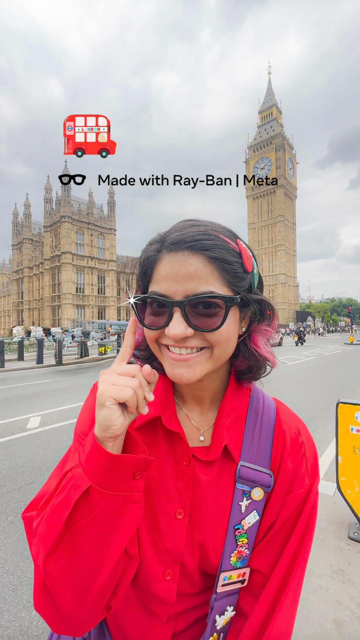Instagram post by @hastaakshar._by_.pallavi for VISIT LONDON. Caption reads: Capturing my POV has never been easier! My Ray-Ban....