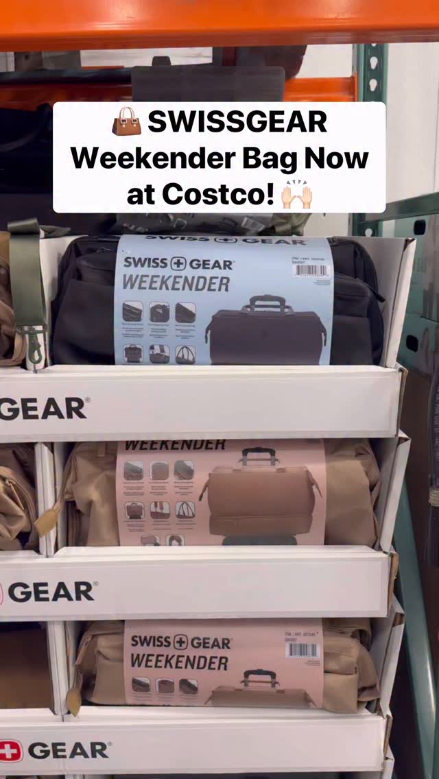 Instagram post by @costcobuys for SWISSGEAR. Caption reads: SWISSGEAR Weekender Bag Now at Costco! 🙌🏻 [...].