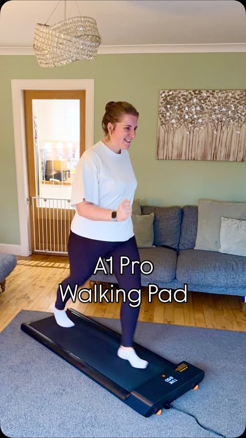 Instagram post by @amyshomelife for WalkingPad. Caption reads: [...] time? 😏 the A1 Pro Walking Pad from....