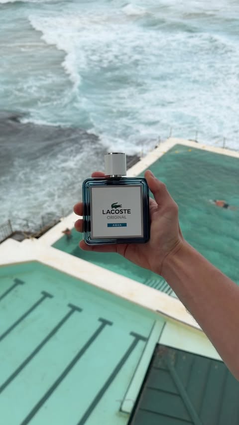 Instagram post by @lochielochielochie for Lacoste. Caption reads: Diving into the unexpected with @lacoste Aqua....