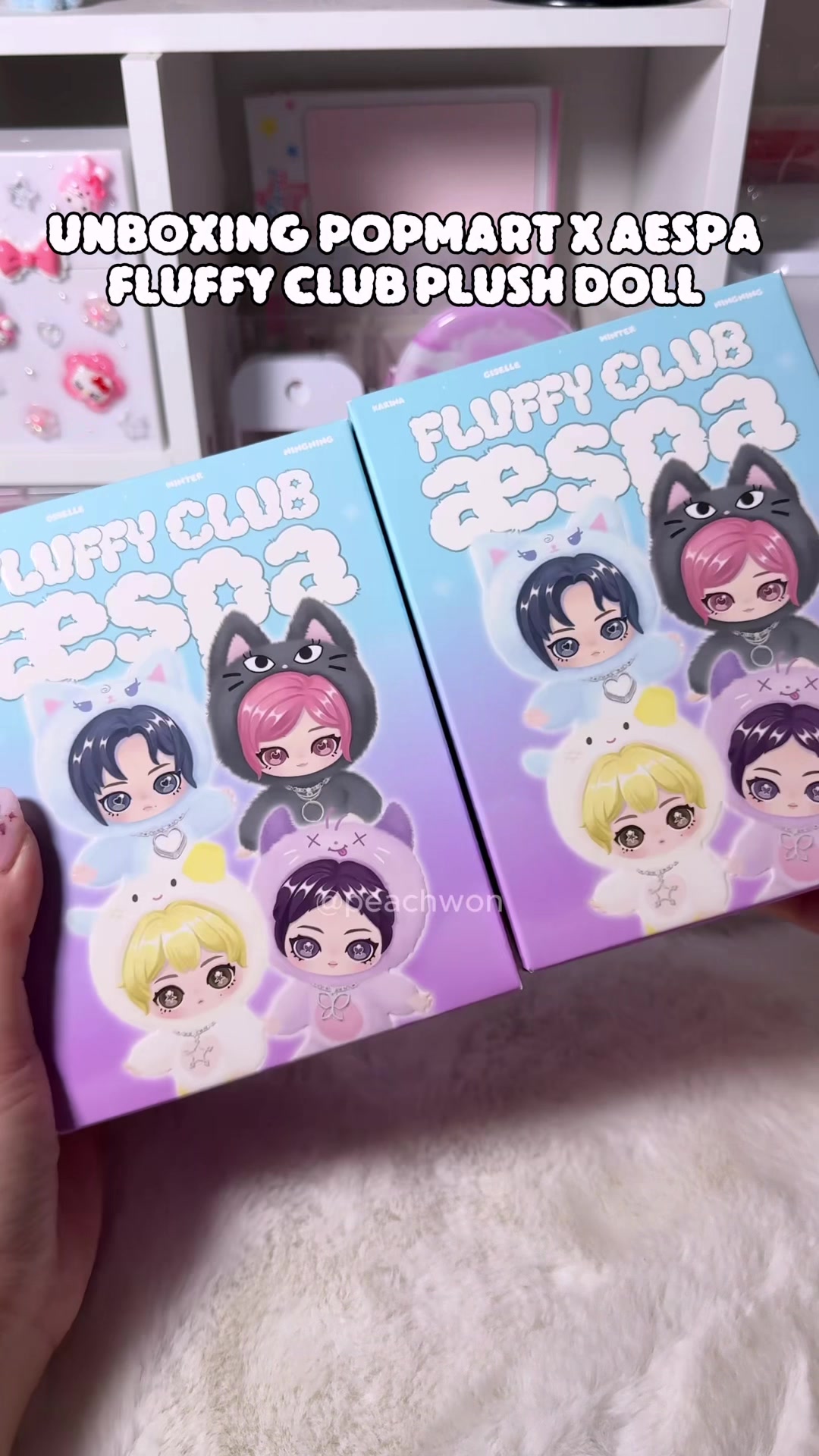 TikTok post by @peachwon_kpop for POP MART US SHOP. Caption reads: [...] more to try and get the secret?? @POP MART....