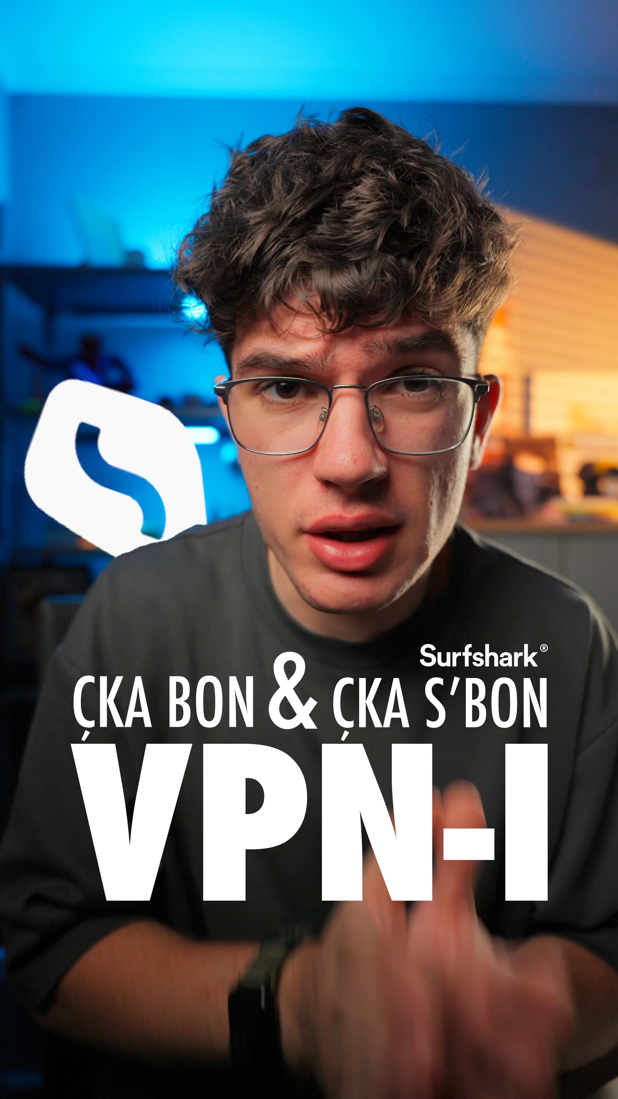 Instagram post by @kwrabb for Surfshark. Caption reads: Pra jo nuk t’bon te padukshem po ta maskon IP-ne!....