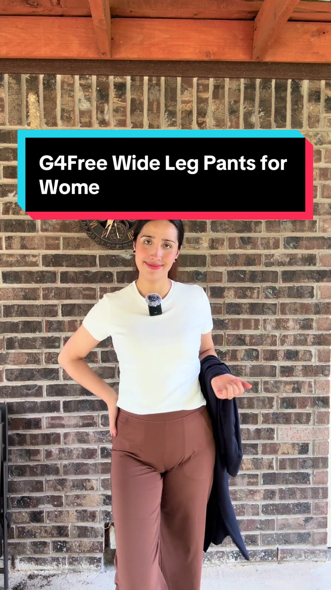 TikTok post by @mineereyna for G4Free. Caption reads: G4Free Wide Leg Pants for Wome @G4Free [...].