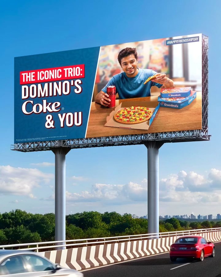 Instagram post by @thelogicalindian for Coca-Cola India. Caption reads: Some friendships just make sense, like Domino’s....