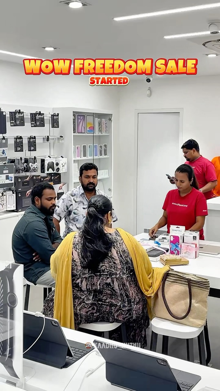 Instagram post by @kaadhu_kuthu for apple. Caption reads: 🇮🇳 WOW Freedom Sale is ON at iPlanet! 🎉
Freedom....