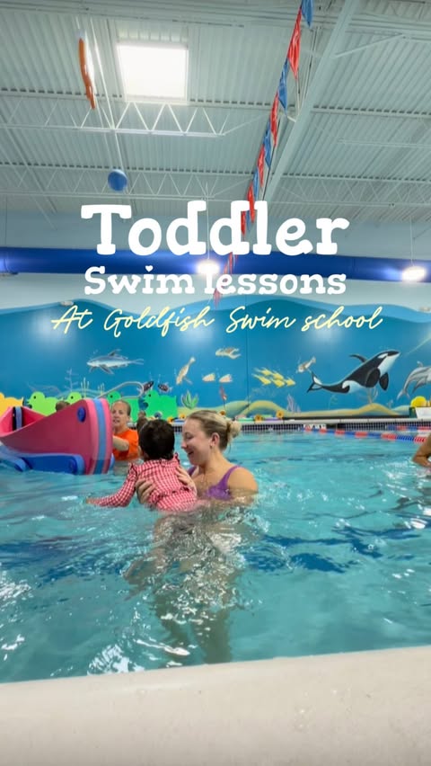 Instagram post by @paytonn_fisher for Goldfish Swim School. Caption reads: We’ve been doing swim lessons at Goldfish since....