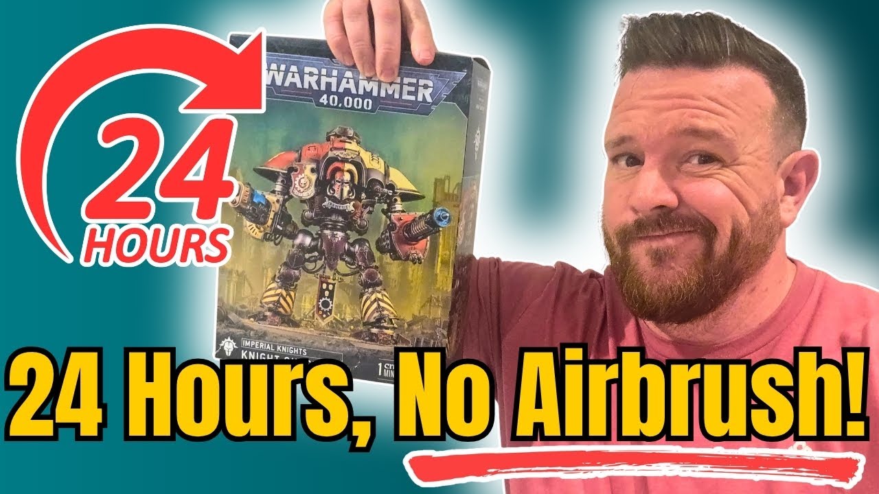 YouTube post by @ThePaintingCoach for INTO THE AM. Caption reads: Can I Build & Paint an Imperial Knight in 24 Hours....