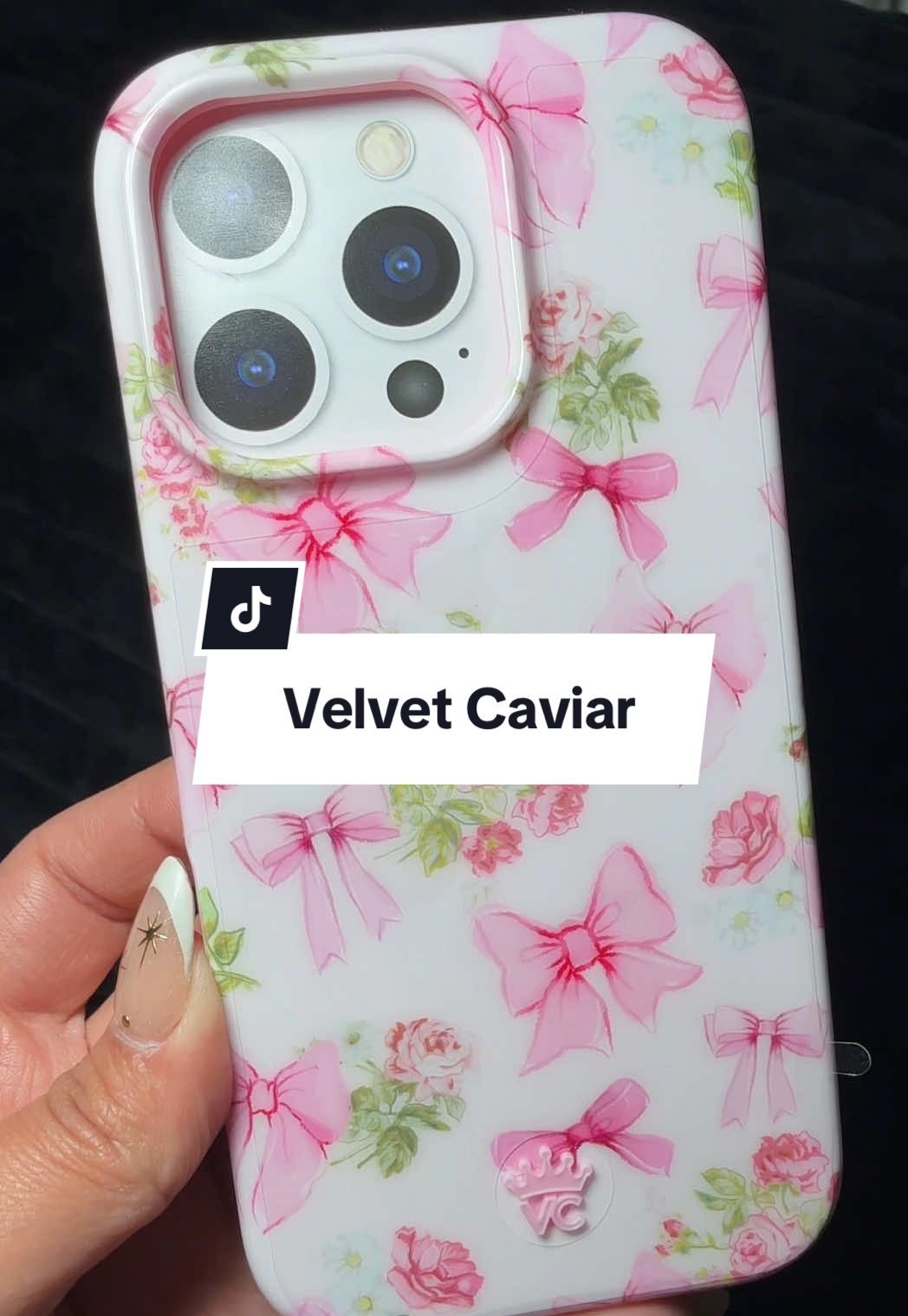 TikTok post by @estrada.s07 for VELVET CAVIAR. Caption reads: Velvet Caviar Has Iphone 17 Case On Sale [...].