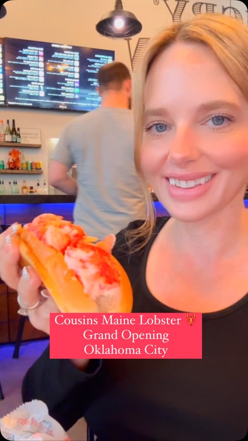 Instagram post by @tiffanyinokc for Cousins Maine Lobster. Caption reads: Cousins Maine Lobster 🦞 food truck is now....