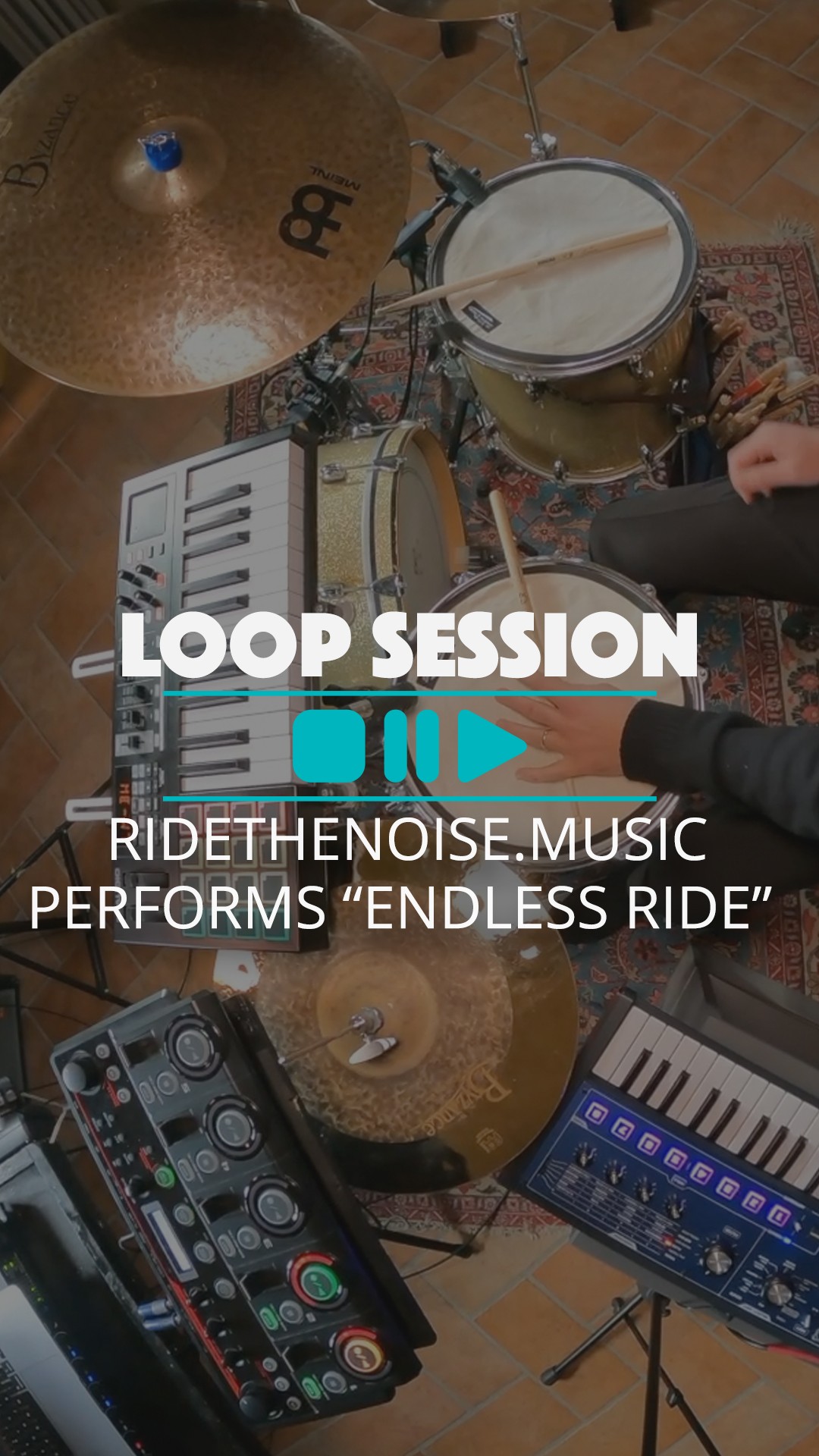 Instagram post by @ridethenoise.music for Thomann. Caption reads: Dan performs his original composition, "Endless....