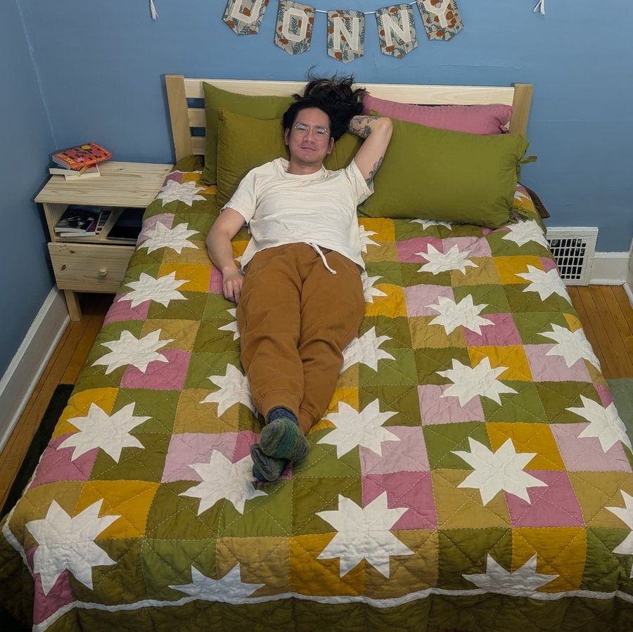 Instagram post by @_donnyq for The Fabric Store. Caption reads: [...] I'm never leaving this....