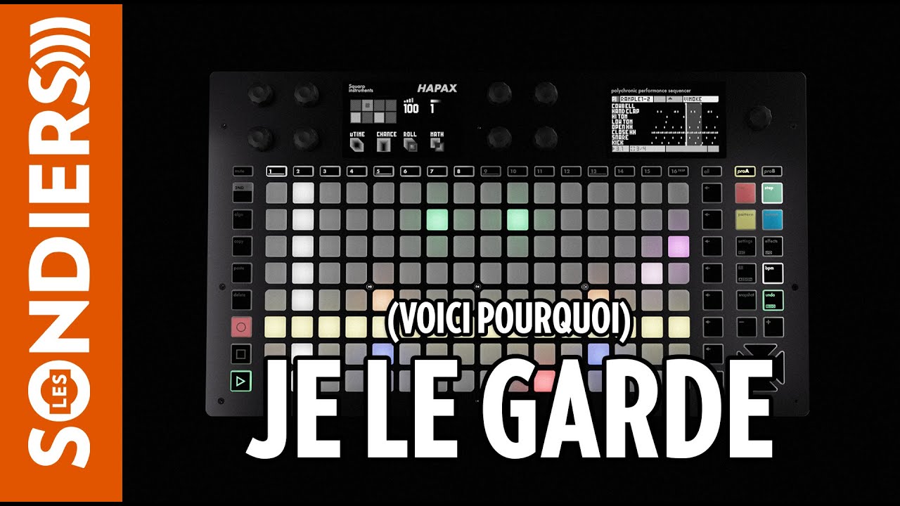 YouTube post by @LesSondiers for Thomann. Caption reads: HAPAX: THE GOAT OF HARDWARE SEQUENCERS.